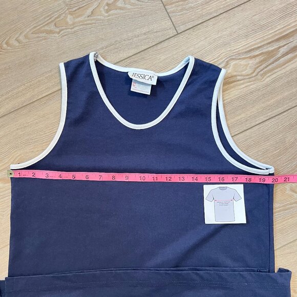 😎🌞Jessica Dress - Navy Blue Sleeveless with White Beach Print | Vacation Ready - Picture 11 of 12